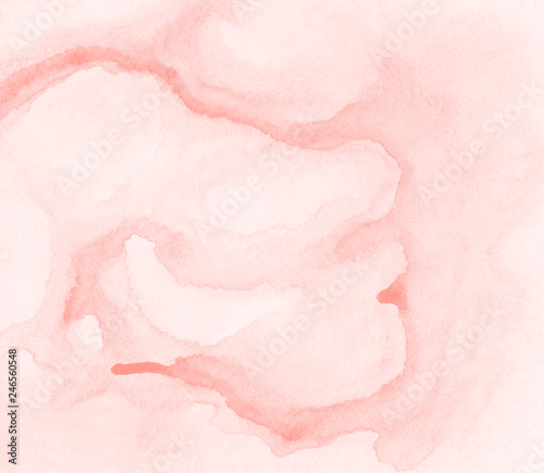 Living Coral Pantone watercolor background hand painted on white