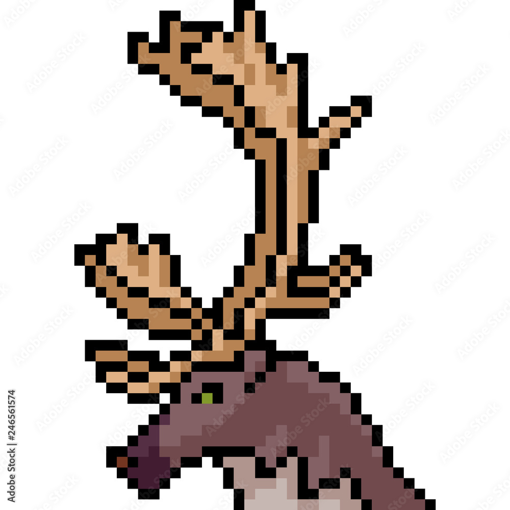 vector pixel art deer head