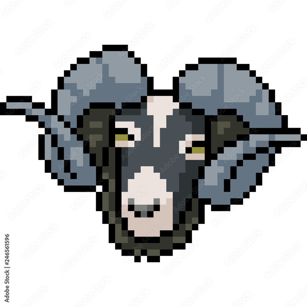 vector pixel art sheep head