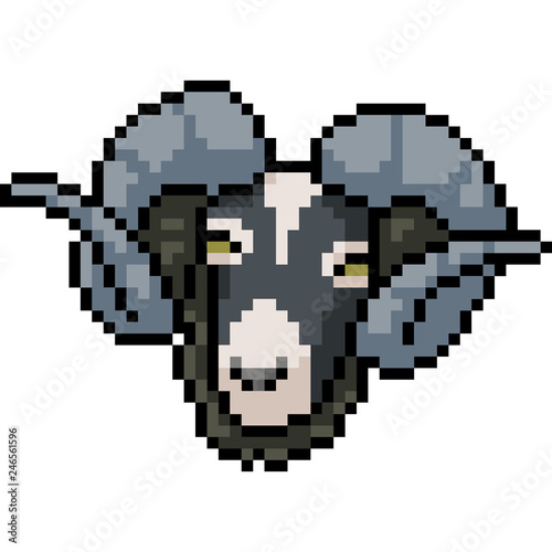 vector pixel art sheep head © Saphatthachat