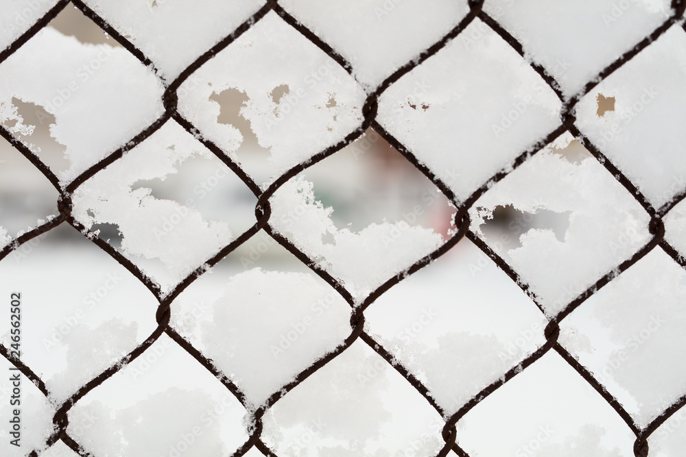 Naklejka premium Metal grating in the show (Part of metal fence).