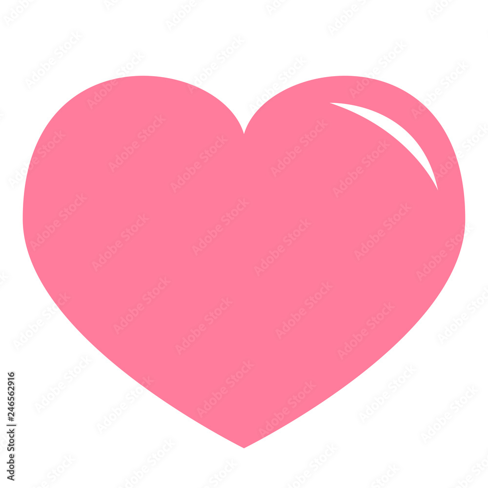 Pink heart shining icon. Happy Valentines day sign symbol simple template. Cute graphic object. Love greeting card. Flat design style. Isolated. White background.