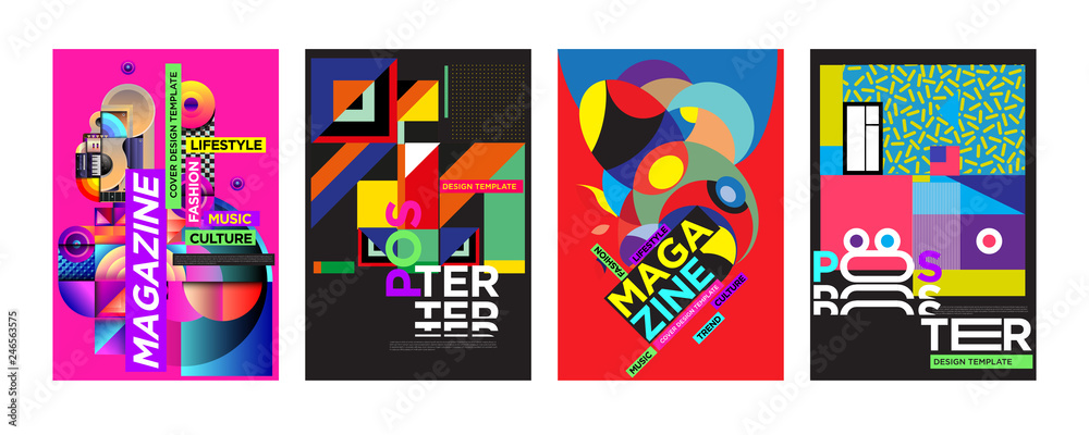 Cover and Poster Design Template for Magazine. Trendy Vector Typography and Colorful Illustration Collage for Cover and Page Layout Design Template in eps10. Cover and Poster Design Template for Magazine. Trendy Vector Typography and Colorful Illustration Collage for Cover and Page Layout Design Template in eps10.