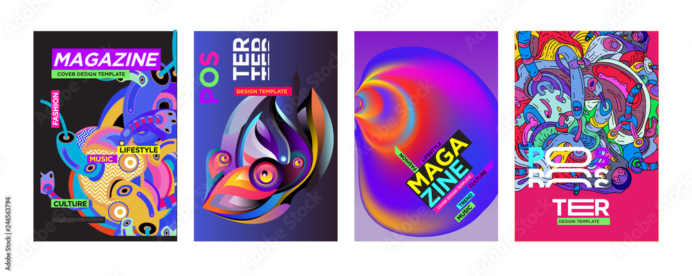 Cover and Poster Design Template for Magazine. Trendy Vector Typography and Colorful Illustration Collage for Cover and Page Layout Design Template in eps10. Cover and Poster Design Template for Magazine. Trendy Vector Typography and Colorful Illustration Collage for Cover and Page Layout Design Template in eps10.