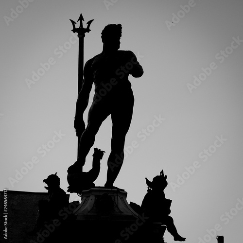 Neptune statue silhouette