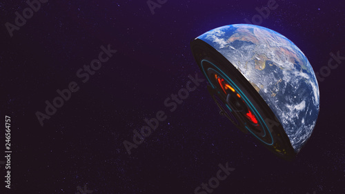 Earth is a huge speaker / globe cut in half