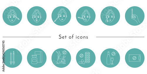 Beauty injection line icon. Woman, face, medical syringe, botox. Beauty care concept. Can be used for topics like rejuvenation, aesthetics, cosmetology