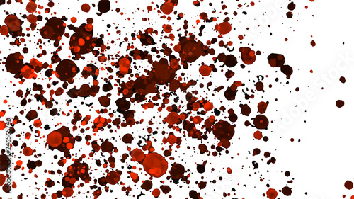 Art background. Spots and splashes of blood or red ink on a white background.