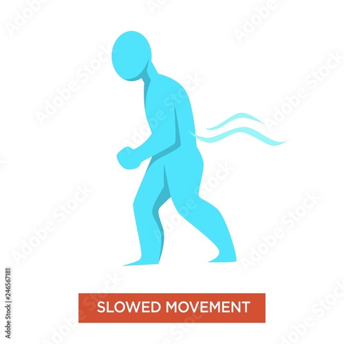 Slowed movements disease symptom man blue figure