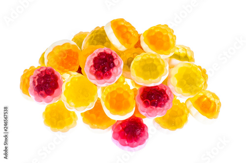 Bunch of chewing fruit marmalade  isolated on white background