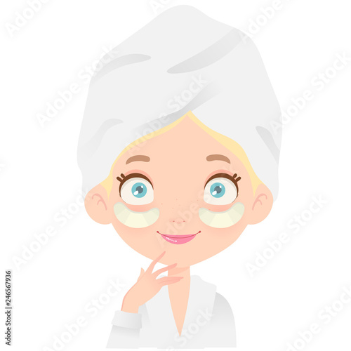 Blonde girl spa with an eye mask on