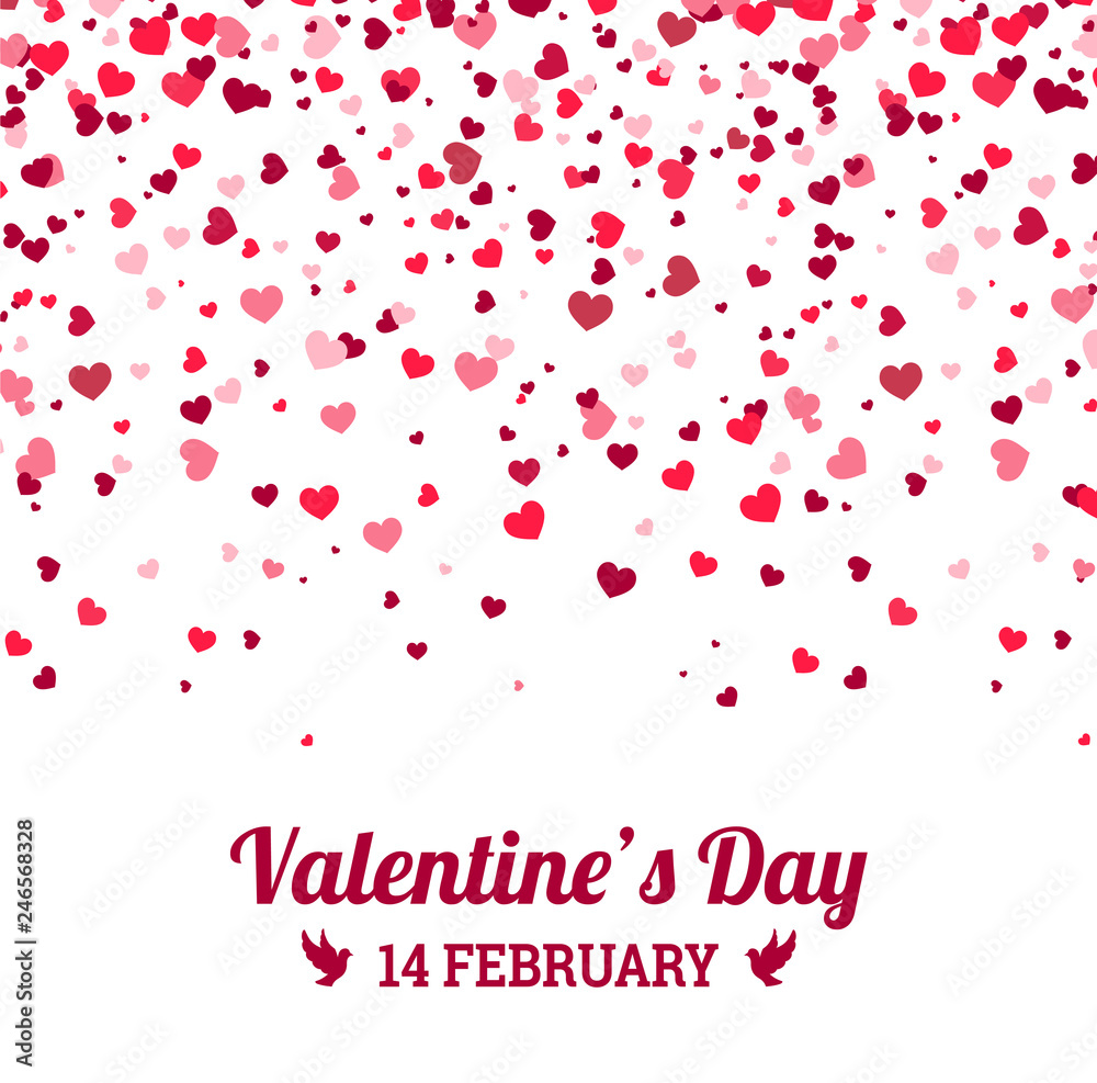 Valentines Day - vector greeting card with hearts on white background