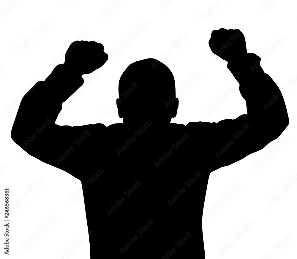 Man with hands up silhouette