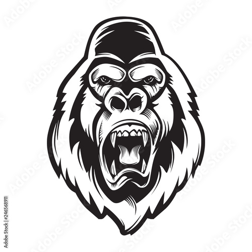 Gorilla mascot sport logo, emblem, illustration on a dark background