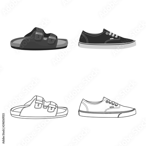 Isolated object of shoe and footwear sign. Set of shoe and foot vector icon for stock.