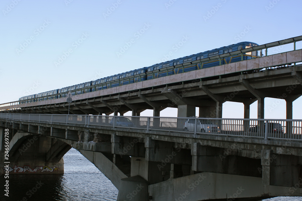 Metro bridge over Dnipro river, Kyiv, Ukraine Metro bridge over Dnipro river, Kyiv, Ukraine