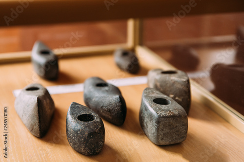 Turov, Belarus. Stone Axes In Turov Local History Museum photo