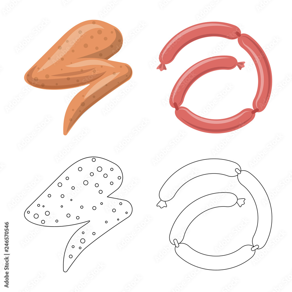 Vector design of meat and ham sign. Collection of meat and cooking stock vector illustration. Vector design of meat and ham sign. Collection of meat and cooking stock vector illustration.
