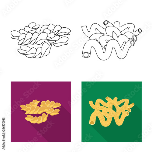 Isolated object of pasta and carbohydrate symbol. Collection of pasta and macaroni stock vector illustration.