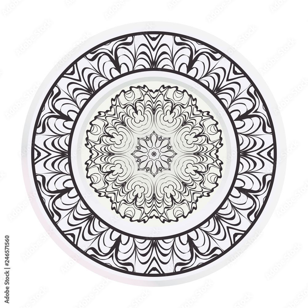 Matching decorative plates for interior design. Empty dish, porcelain plate mock up design. Vector illustration