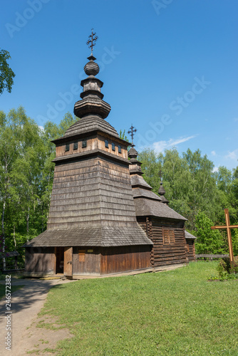 Ukrainian authentic wooden church. Lviv