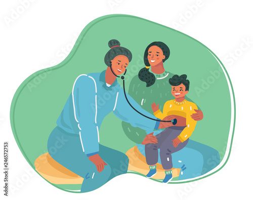 Kids examination by a pediatrician with mother.