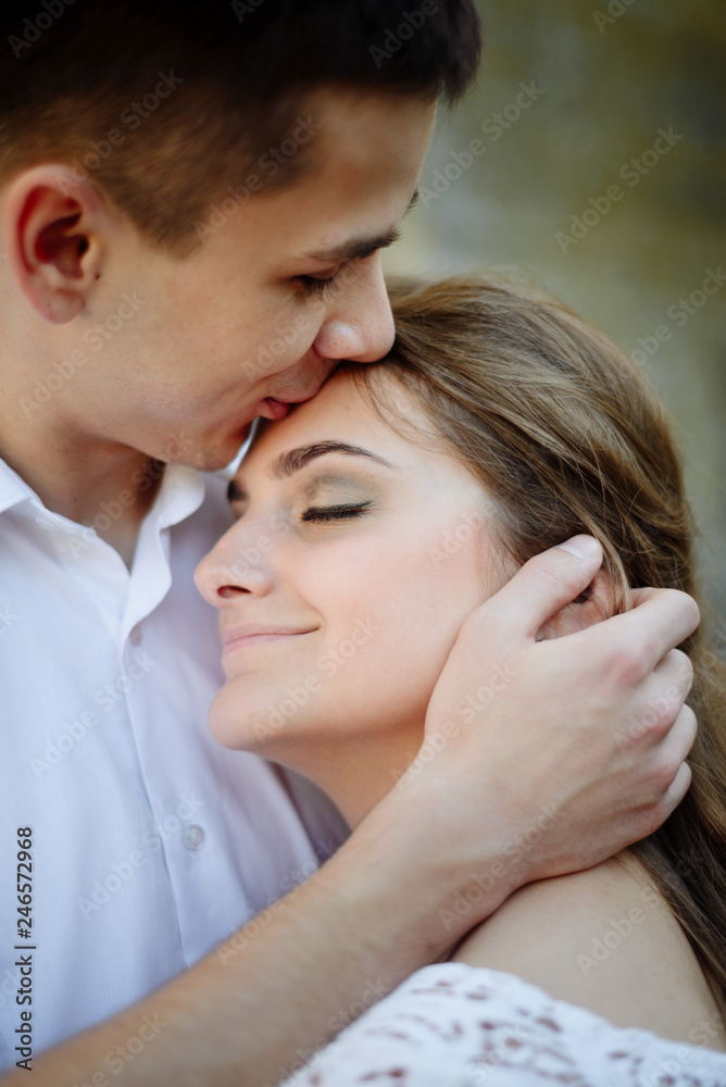 Portrait of in love young couple in town Portrait of in love young couple in town