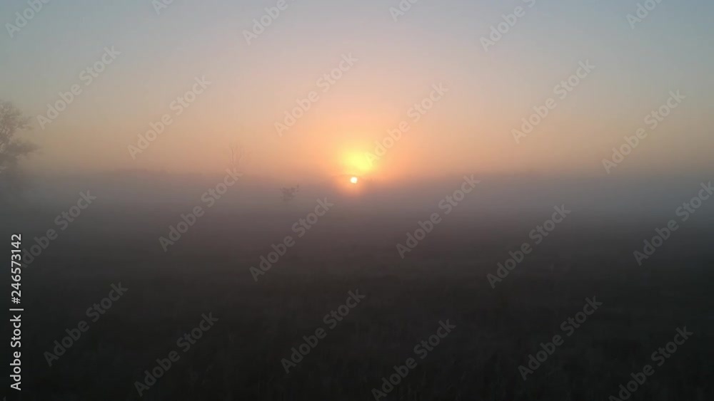 sunny morning and fog sunny morning and fog