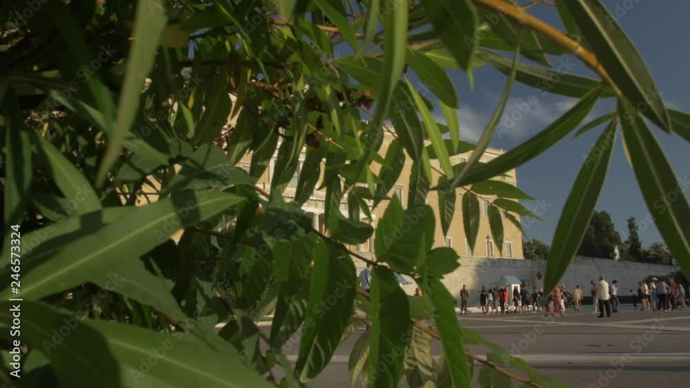 Slider shot of Parliament in Syntagma Square, Athens, Greece, Europe