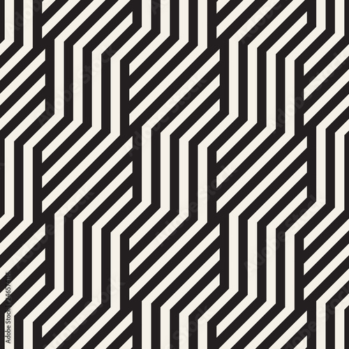 Vector seamless geometric pattern. Modern interlaced lines abstract texture. Polygonal linear grid from striped elements.