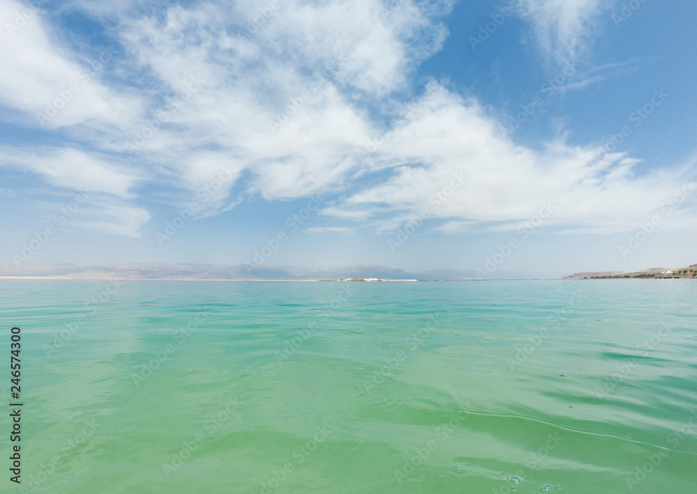 Dead sea, Israel, water and sky background