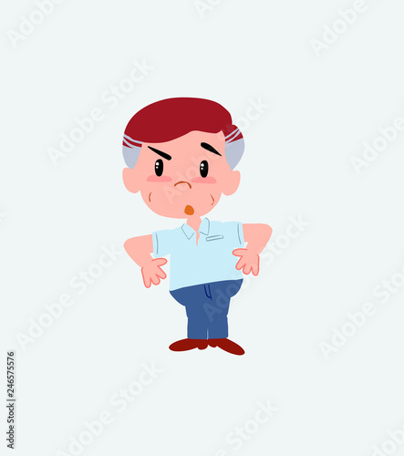 Businessman in casual style with an expression of unpleasant surprise.
