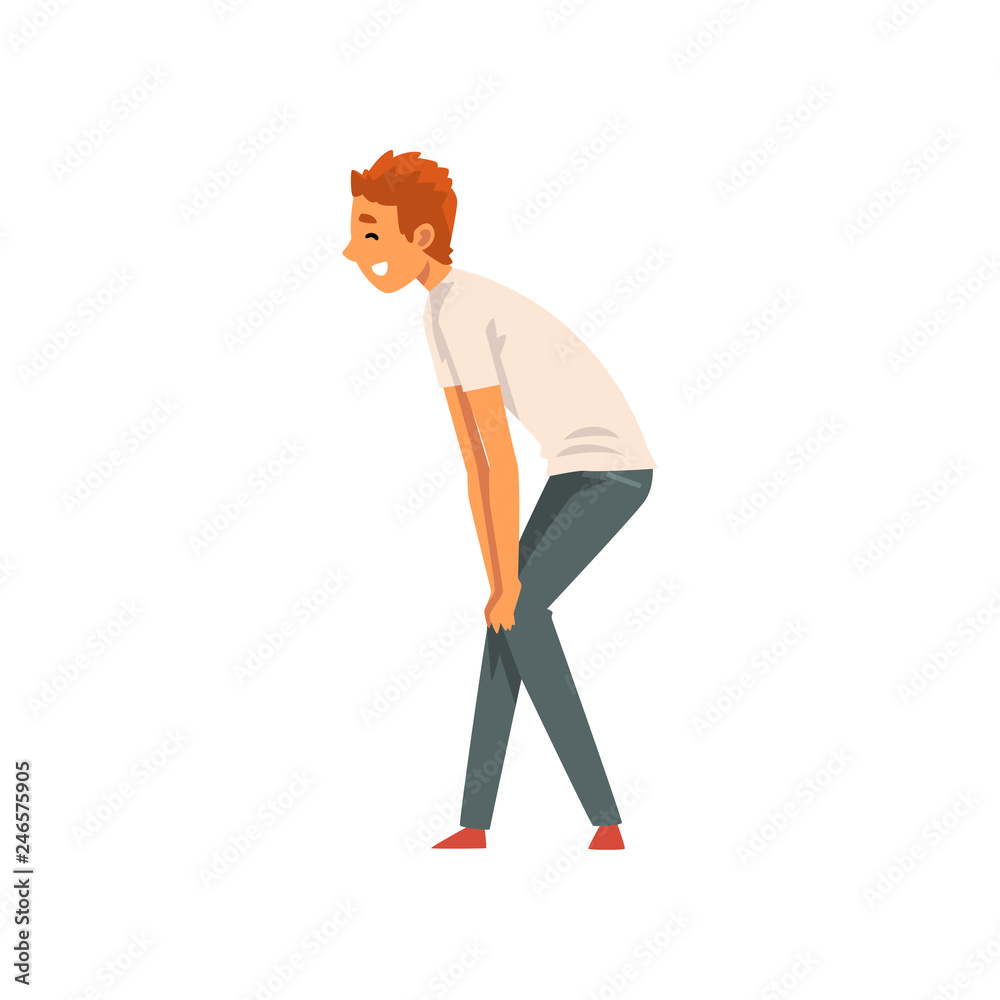 Smiling Man in Casual Clothes, Side View Vector Illustration Smiling Man in Casual Clothes, Side View Vector Illustration