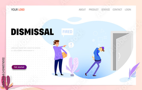 Boss dismisses subordinate concept design. Flat template for landing pages and mobile applications.