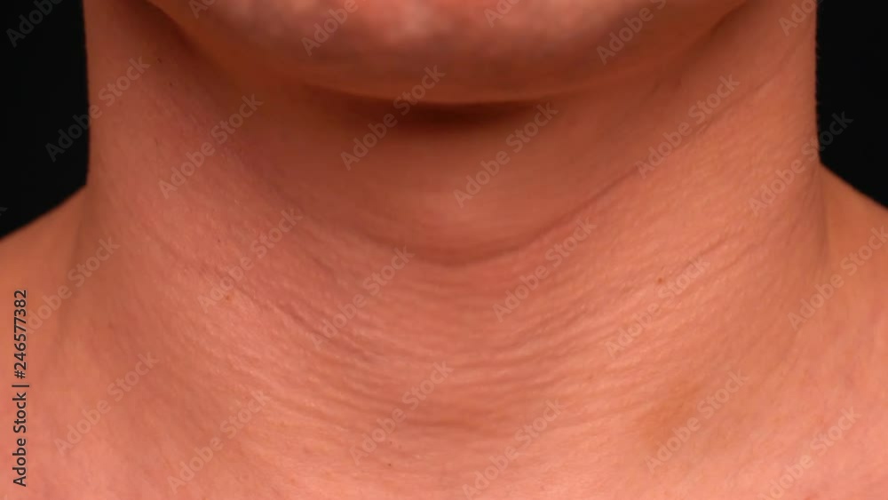man gulp Adam's apple close up sequence man gulp Adam's apple close up sequence