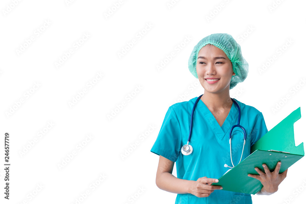 Woman doctor with stethoscope isolated on white background Woman doctor with stethoscope isolated on white background