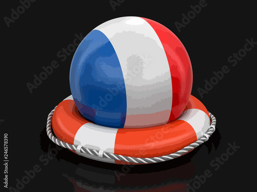 Ball with French flag on lifebuoy