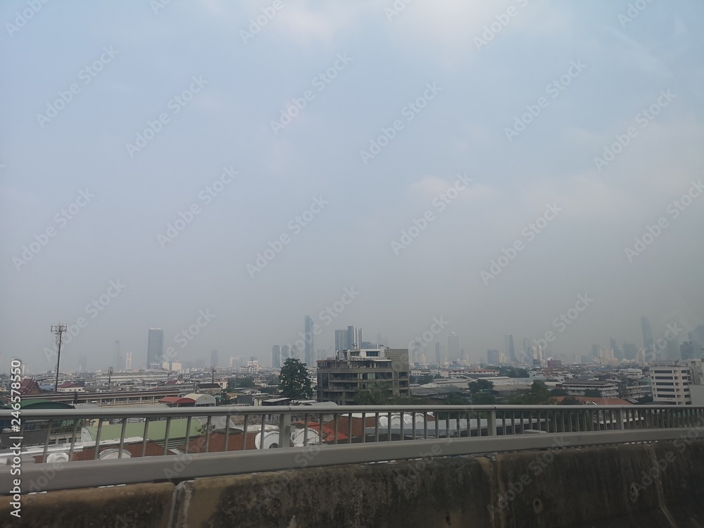 Bangkok Thailand The​ weather is​ not​ ​bright toxic smoke this morning
