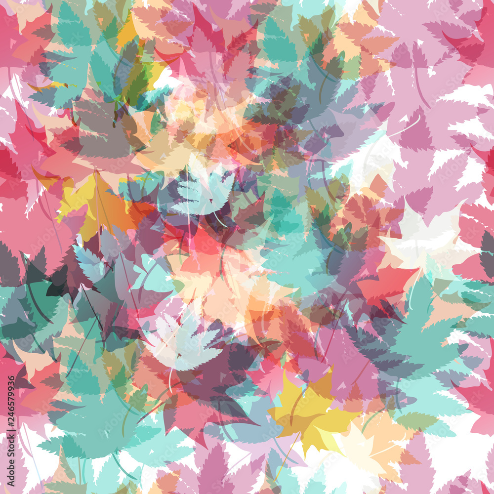 Floral pattern with colorful foliage