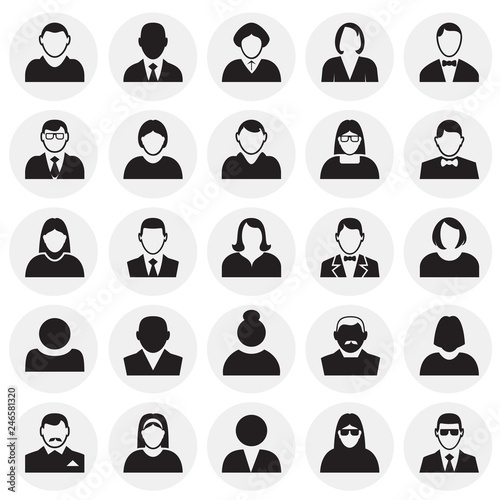Profile icons set on circles white background for graphic and web design, Modern simple vector sign. Internet concept. Trendy symbol for website design web button or mobile app