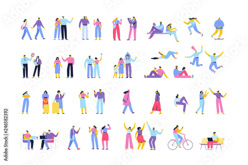 Vector crowd. Different Flat people set isolated on white background.