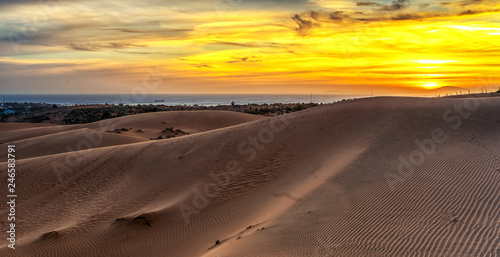 Red sand dunes in Binh Thuan near the town of Mui Ne, Vietnam. Mui Ne is popular travel destination