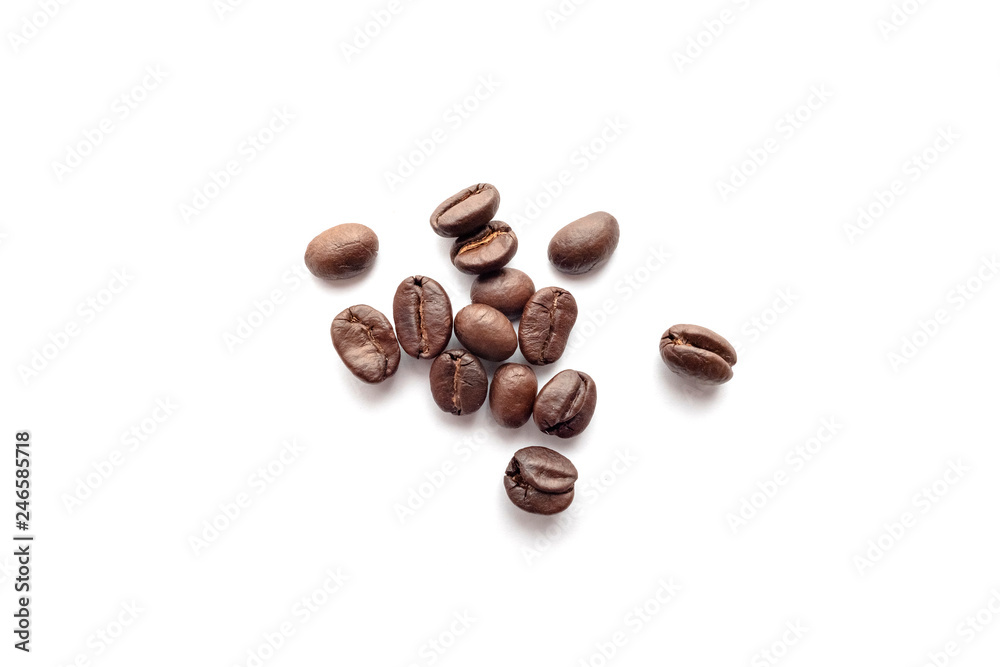 Fototapeta premium Coffee beans isolated on white background. Close-up.