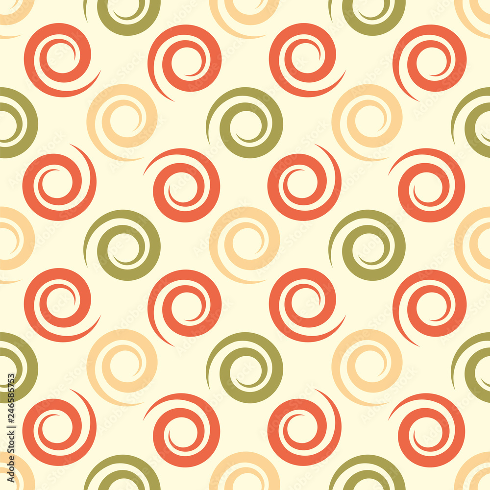 Geometrical background with spirals. Abstract seamless vector pattern.