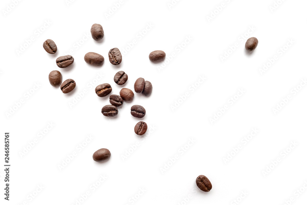 Coffee beans isolated on white background. Close-up.