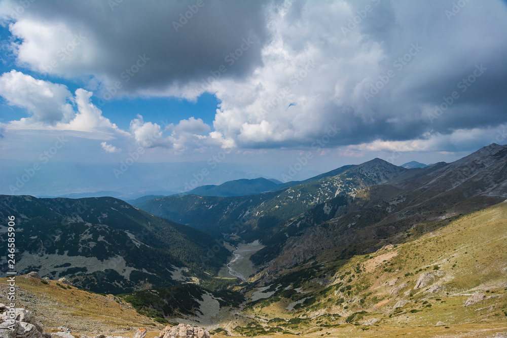 Panoramic view from Kutelo peak in Pirin mountain, Bulgaria