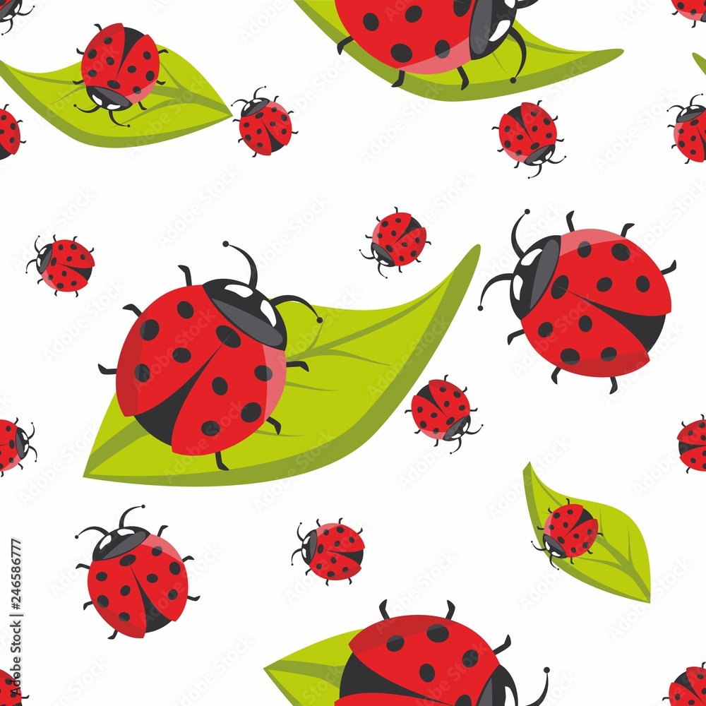 Vector illustration of ladybug seamless pattern