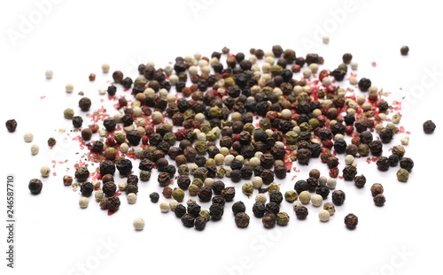Colorful mixed pepper isolated on white background