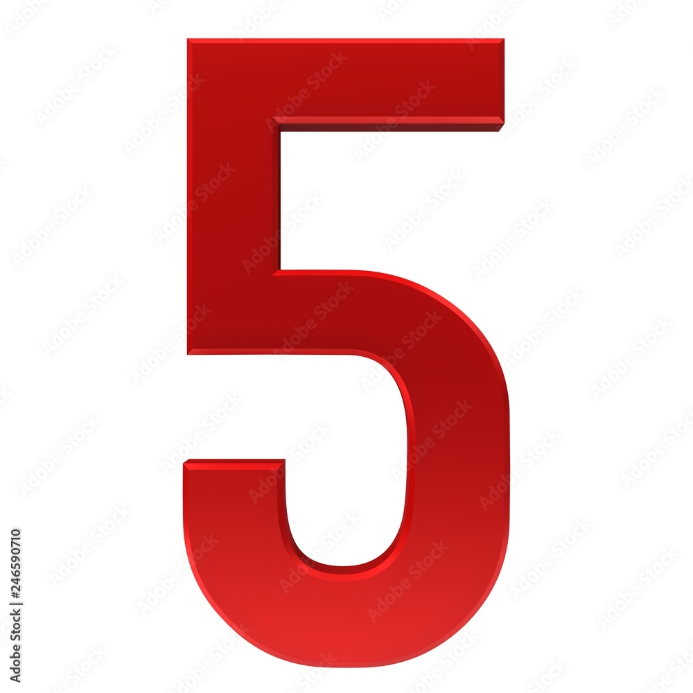 red number 5 3d red number 5 3d