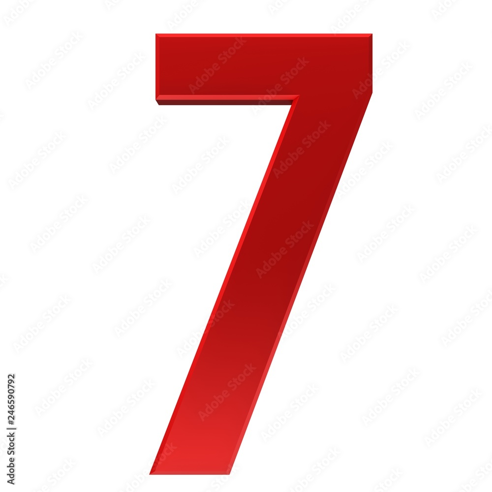 red number 7 3d red number 7 3d